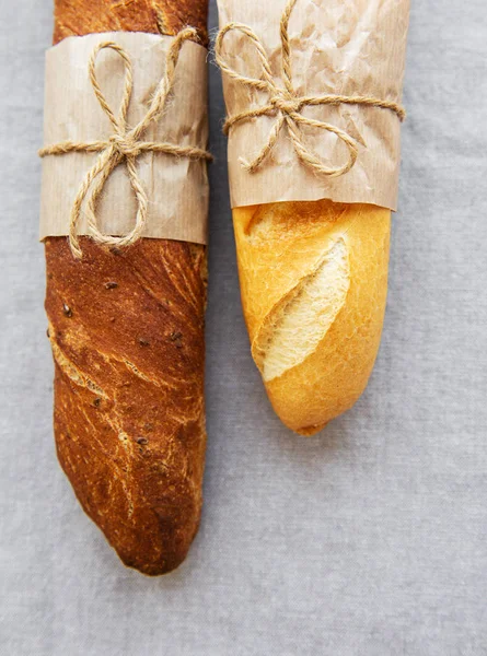 Freshly Baked Baguette Bread Top View — Stock Photo, Image