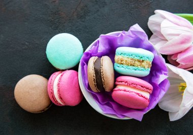renkli macaroons 