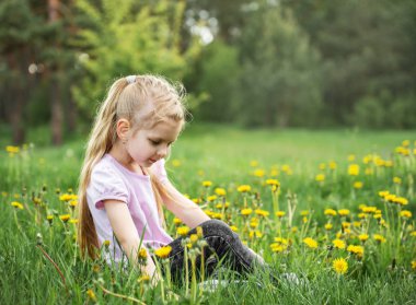 dandelions ile küçük kız