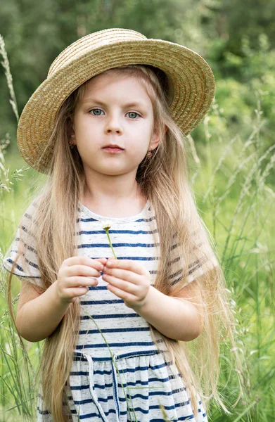 Roztomilá holčička v poli — Stock fotografie