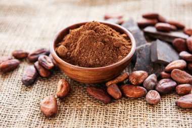 Kakao tozu, çikolata ve fasulye