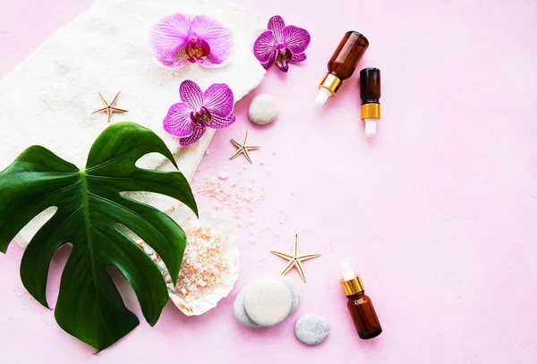 Orkide çiçekleri malzemelerle doğal spa