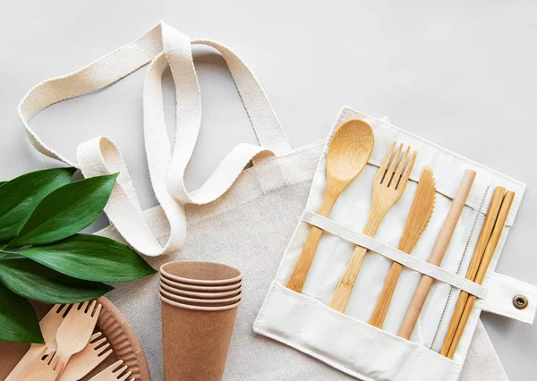 Konsep zero waste, recycled tableware — Stok Foto