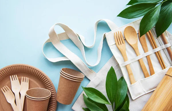 Konsep zero waste, recycled tableware — Stok Foto