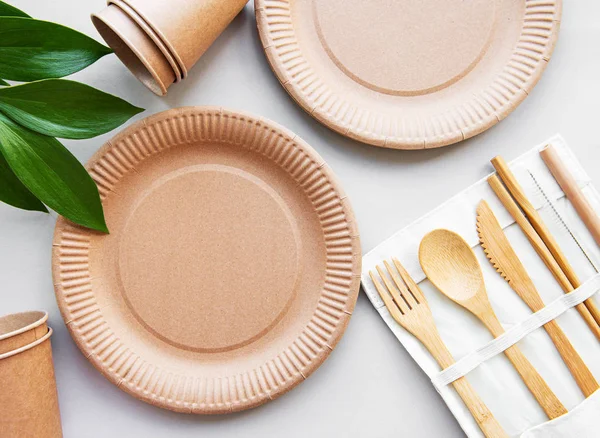 Konsep zero waste, recycled tableware — Stok Foto