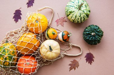 İplik torbasında balkabakları