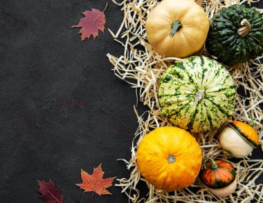 Siyah arkaplanda balkabakları