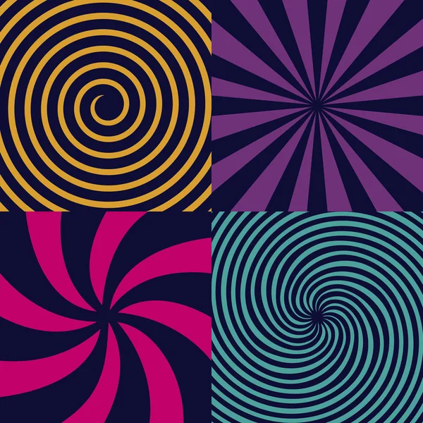 Kreativa vektorillustration av hypnotisk psykedeliska spiral. Konst design radiella strålar, snurra, vridna, sunburst, vortex. Abstrakt begrepp grafiska element. Komisk effekt — Stock vektor