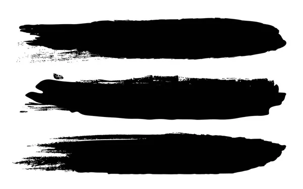 Ilustración vectorial creativa de pinceladas rugosas negras grunge aisladas sobre fondo. Manchas de diseño artístico. Concepto abstracto elemento de banner gráfico — Vector de stock