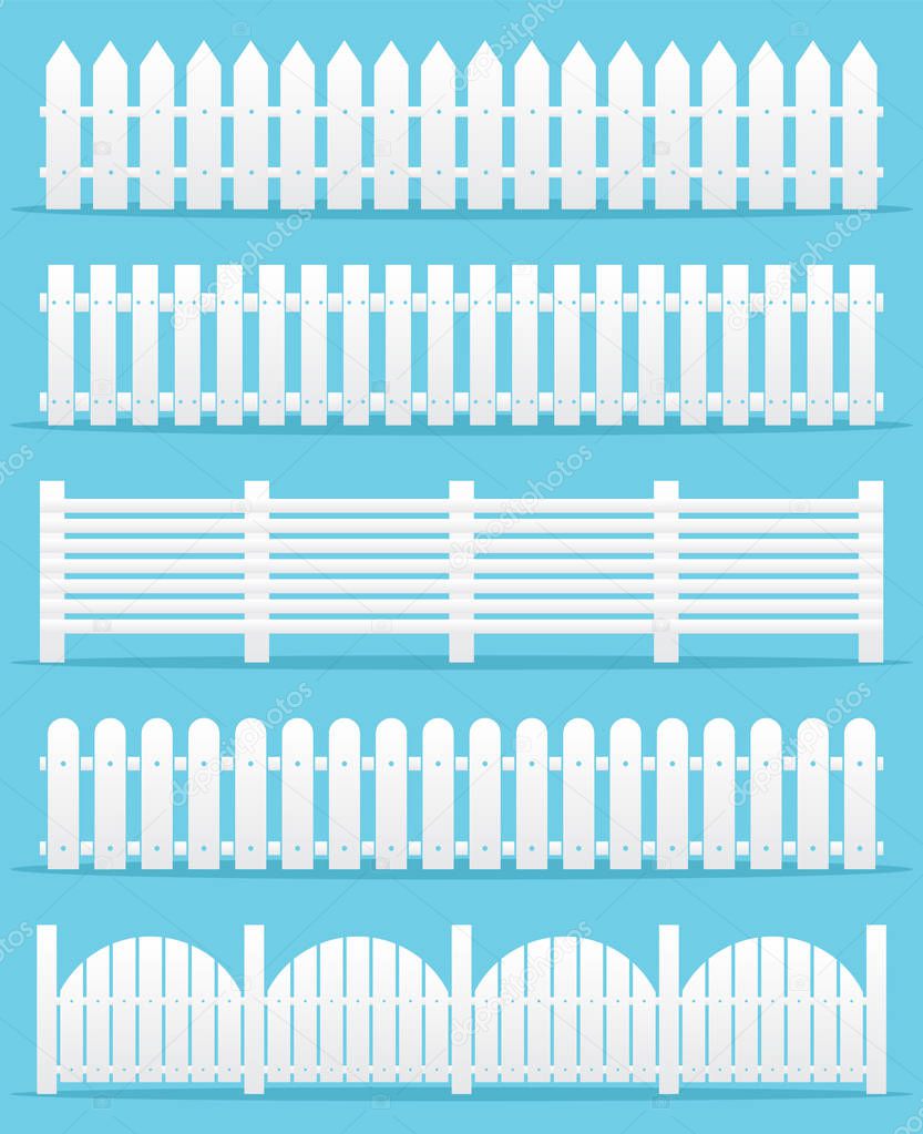 Creative vector illustration of rural wooden fences, pickets isolated on background. Art design. Garden silhouettes wall. Abstract concept graphic element