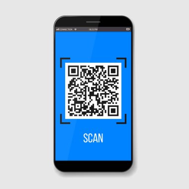 Telefon mobil Qr kodları, ambalaj etiket, barkod etiketleri üzerinde yaratıcı vektör Illustration. Kimlik ürün tarama verisini dükkanda. Sanat tasarım. Soyut kavram grafik öğesi