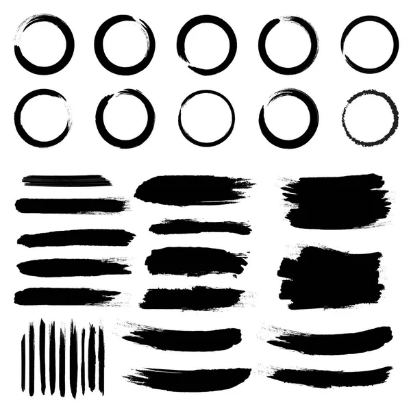 背景に分離されたグランジ ブラック大まかなブラシ ストロークの創造的なベクトル イラスト。アート デザインは汚れ。抽象的な概念グラフィック バナー要素 — ストックベクタ