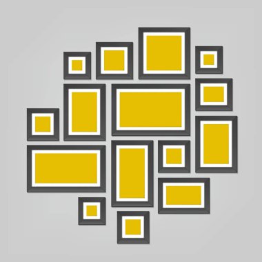 Duvar resim çerçeve şablonu üzerinde arka izole yaratıcı vektör Illustration. Sanat tasarım boş fotoğraf. Soyut kavram grafik öğesi. Boş resim