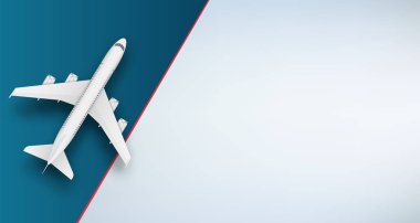 Renkli arka plan üzerinde izole uçak yaratıcı vektör Illustration. Üstten Görünüm uçak. Sanat Tasarım yaz tatili seyahat. Sen sunu için alan kopyalayın. Soyut kavram grafik öğesi