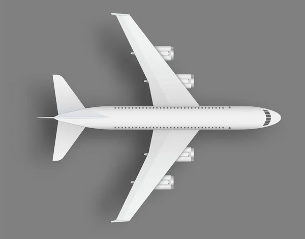 Kreative Vektorillustration der Ebene isoliert auf buntem Hintergrund. Flugzeug von oben gesehen. Reisekunst Design der Sommerferien. Kopierraum für Ihre Präsentation. abstraktes Konzept grafisches Element — Stockvektor