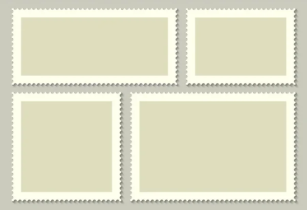 空白の郵便切手の創造的なベクトル イラストに孤立した背景を設定します。アート デザイン テンプレートは、画像とテキストの配置します。メール、ポスト カードのグラフィック要素を抽象的な概念 — ストックベクタ