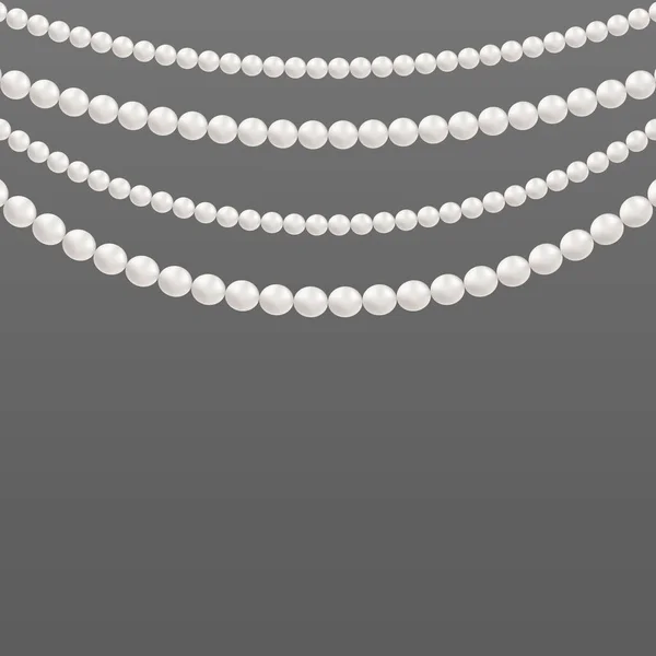 Illustrazione vettoriale creativa di perle glamour perla. Art design bordi modelli collana. Elemento grafico astratto del concetto. Elegante decorazione di lusso vintage accessori femminili — Vettoriale Stock