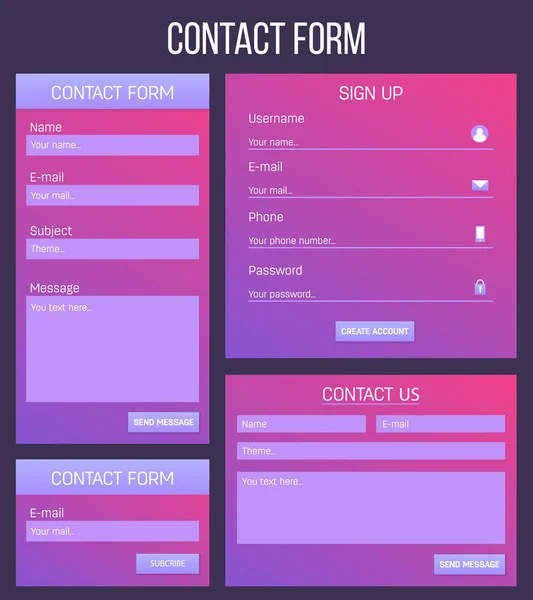 Creative vector illustration of web site registration or login contact form isolated on background. UI and UX art design. Abstract concept graphic templates and scribbles for websites element — Stock Vector