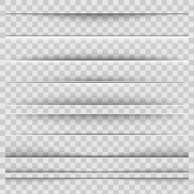 Saydam arka plan üzerinde izole gerçekçi kağıt gölge bölücüler yaratıcı vektör Illustration. Sanat Tasarım etkisi ayarlayın. Soyut kavram grafik öğesi