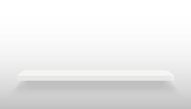 Yaratıcı vektör Illustration boş raflar üzerinde arka izole duvarda ayarla. Sanat tasarım şablonu mockup. Dükkan için soyut kavram grafik öğesi