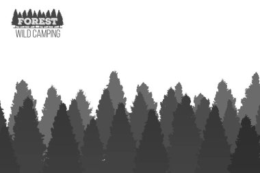 Vahşi iğne yapraklı çam ağacı orman arka plan yaratıcı vektör Illustration. Sanat Tasarım manzara doğa ahşap panorama. Soyut kavram grafik açık kamp elemanı