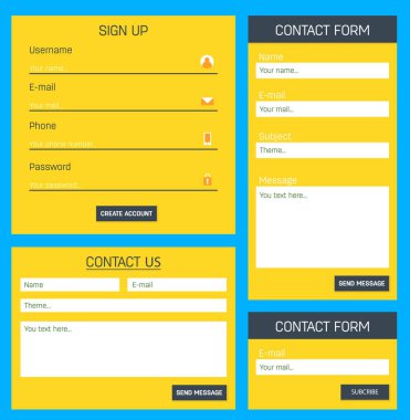 Yaratıcı vektör çizim arka plan üzerinde izole web sitesi kayıt veya giriş iletişim formu. Kullanıcı arabirimi ve Ux sanat tasarım. Soyut kavram grafik şablonları ve karalamalar Web siteleri öğesi için