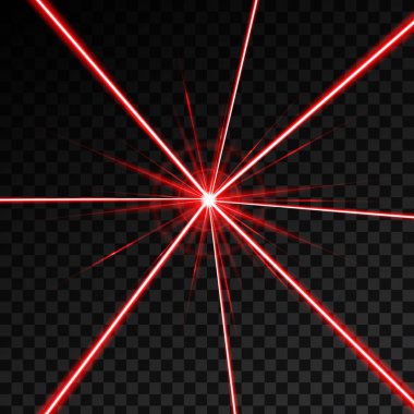 Lazer güvenlik ışını üzerinde şeffaf arka plan izole yaratıcı vektör Illustration. Sanat Tasarım Parlatıcı ışık ray. Soyut kavram kızdırma hedef flash neon satırının grafik öğesi