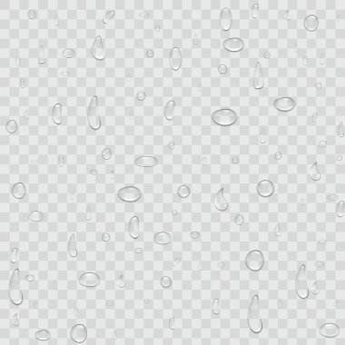 Saf temiz su yağmur yaratıcı vektör çizim üzerinde izole şeffaf arka plan damla. Gerçekçi açık buharı kabarcıklar sanat tasarım. Soyut kavram grafik öğesi