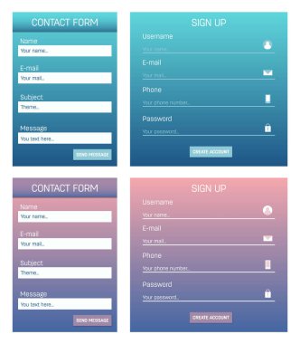 Yaratıcı vektör çizim arka plan üzerinde izole web sitesi kayıt veya giriş iletişim formu. Kullanıcı arabirimi ve Ux sanat tasarım. Soyut kavram grafik şablonları ve karalamalar Web siteleri öğesi için