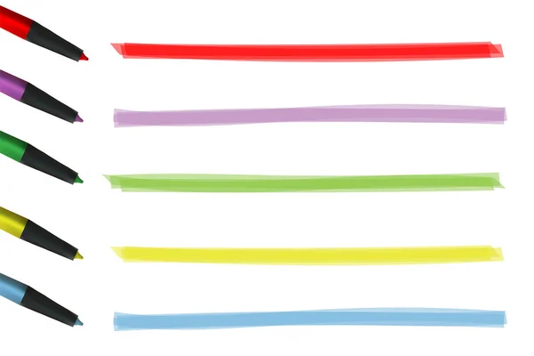 Illustration vectorielle créative de bandes de surbrillance de couleur isolées sur fond. Marqueurs dessinés brosses ligne. Design d'art AVC. Concept abstrait élément graphique — Image vectorielle