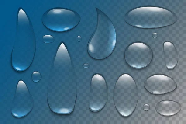 Creative vector illustration of pure clear water rain drops isolated on transparent background. Realistic clear vapor bubbles art design. Abstract concept graphic element — Stock Vector