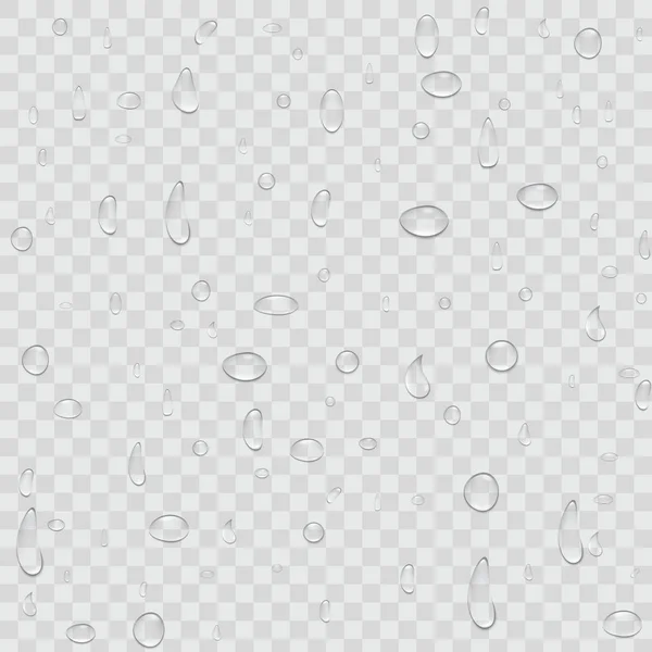 Ilustracja wektorowa Creative czystej wody jasne deszczu krople na białym tle na przezroczystym tle. Sztuki projekt pęcherzyki realistyczny jasne pary. Element graficzny koncepcja streszczenie — Wektor stockowy