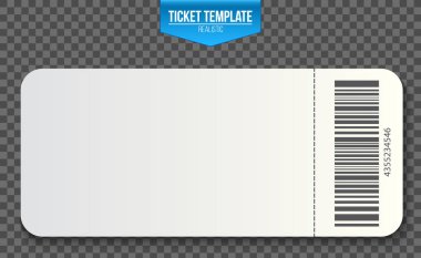 Boş bilet şablon mockup yaratıcı vektör çizim üzerinde izole şeffaf arka plan ayarlayın. Sanat tasarım boş tiyatro, hava uçak, sinema, tren, sirk, spor, futbol davet Kuponlar