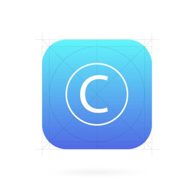 Yaratıcı vektör çizim app simgesi şablon yönergeleri, arka plan üzerinde izole Izgaralar ile kümesi. Sanat Tasarım arabirimleri ve uygulamalar. Web ve mobil düğmesi için soyut kavram grafik öğesi