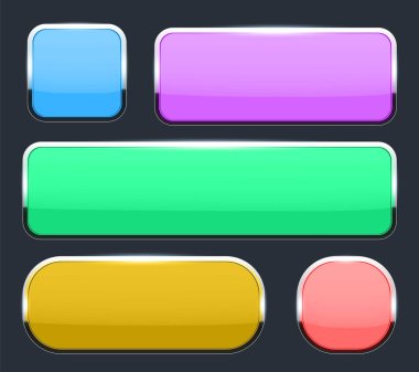 Krom çerçeveli şeffaf arka plan üzerinde izole düşen gölge ile yaratıcı vektör çizim beyaz 3 boyutlu cam düğmeleri. Sanat tasarım. Soyut kavram grafik dikdörtgen, oval web simgeler öğesi