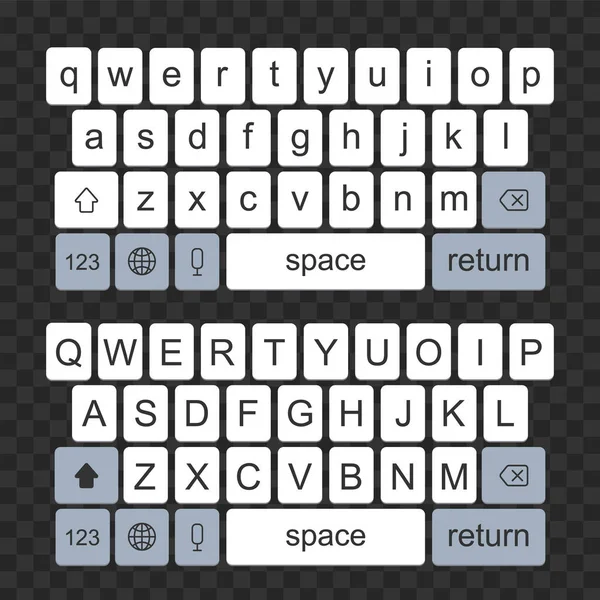 Illustration vectorielle créative du clavier moderne de téléphone portable de boutons alphabétiques isolés en arrière-plan. Modèle de clavier de conception d'art de smartphone. Concept abstrait élément graphique dispositif style plat — Image vectorielle