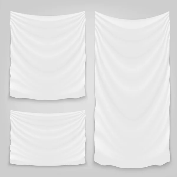 Hanging empty white cloth blank flag concept Vector Image