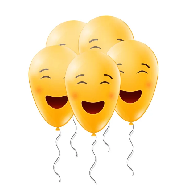 Ilustración vectorial creativa de globos sonrientes realistas aislados en el fondo. Cita inspiradora diseño de arte. Texto de humor positivo - que tenga un buen día. Concepto abstracto elemento emoji gráfico — Archivo Imágenes Vectoriales