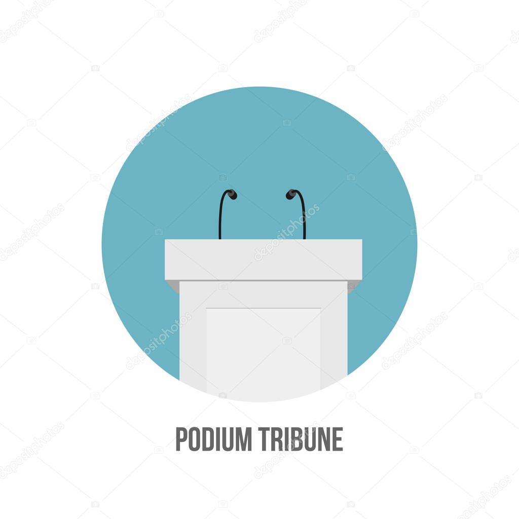 Creative vector illustration of podium tribune with microphones isolated on transparent background. Art design rostrum stands. Abstract concept graphic element for business presentation, conference