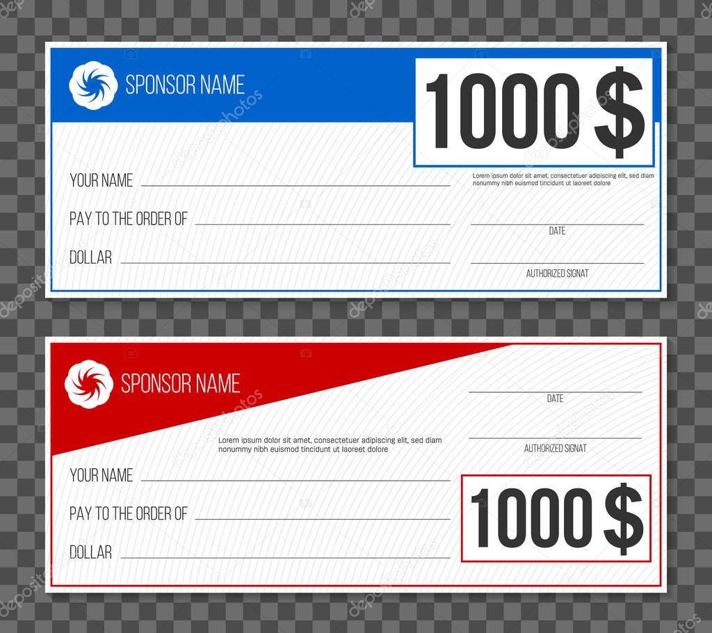 Creative vector illustration of payment event winning check isolated on background. Art design empty blank mockup. Abstract concept graphic lottery element.