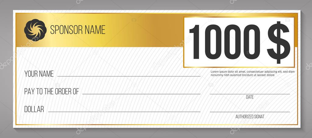 Creative vector illustration of payment event winning check isolated on background. Art design empty blank mockup. Abstract concept graphic lottery element.
