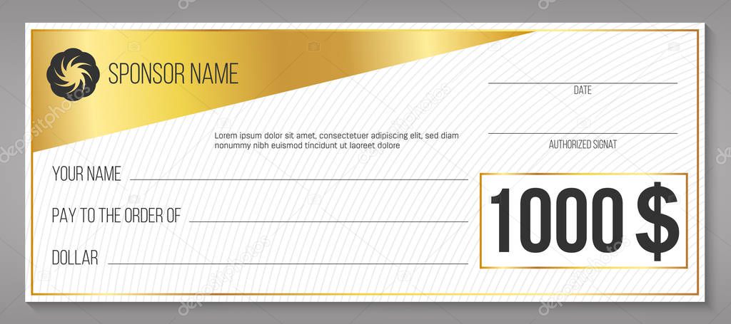 Creative vector illustration of payment event winning check isolated on background. Art design empty blank mockup. Abstract concept graphic lottery element.