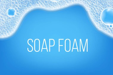 Yaratıcı vektör çizim gerçekçi su hava sabun arka plan üzerinde izole kabarcık. Sanat Tasarım şampuan köpük zemin. Soyut kavram grafik öğesi için metin kopya alanı yer ile.