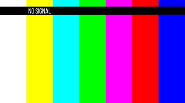 Sinyal yok Tv test resmi arka plan yaratıcı vektör Illustration. Televizyon ekran hatası. SMPTE renk çubukları teknik sorunlar. Sanat tasarım. Soyut kavram grafik öğesi.