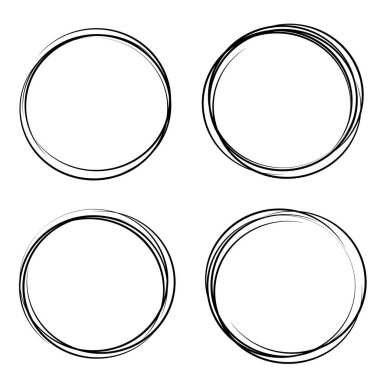 El çizim çemberi çiziminin yaratıcı vektör çizimi şeffaf arkaplanda izole edildi. Sanat tasarımı dairesel karalama. İleti notu işareti için soyut grafik ögesi.