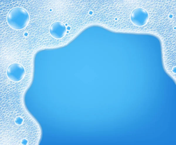 逼真的水空气肥皂气泡的背景上的创意矢量插图 艺术设计洗发水泡沫背景 具有文本空间位置的抽象概念图形元素 — 图库矢量图片