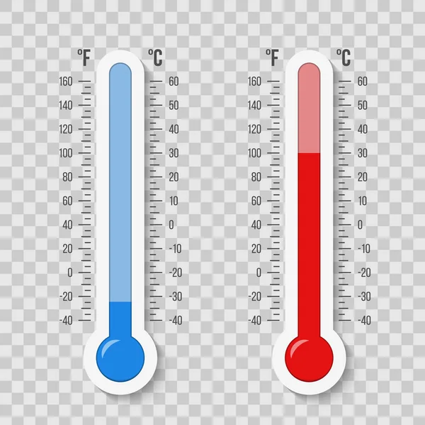 Творческая Векторная Иллюстрация Шкалы Цельсия Метеорологических Термометров Фаренгейту Выделенных Заднем — стоковый вектор