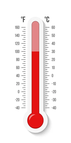 Kreatív Vektoros Illusztráció Celsius Fahrenheit Meteorológiai Hőmérők Skála Elszigetelt Háttér — Stock Vector