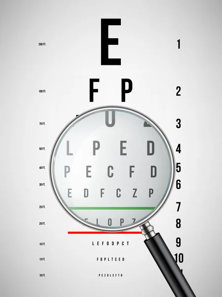 Ilustração Vetorial Criativa Gráficos Teste Olhos Com Letras Latinas Isoladas — Vetor de Stock