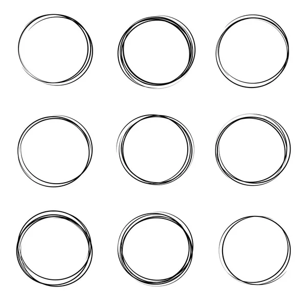 Ilustração Vetorial Criativa Desenho Manual Conjunto Esboço Linha Circular Isolado —  Vetores de Stock